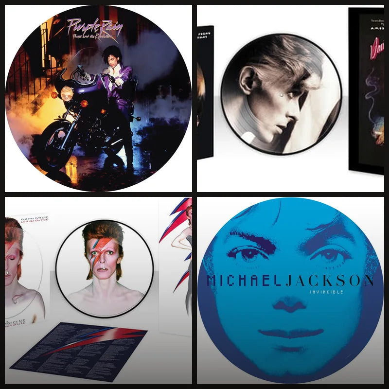 Picture disc vinyl records – Prince Purple Rain, David Bowie, Michael Jackson