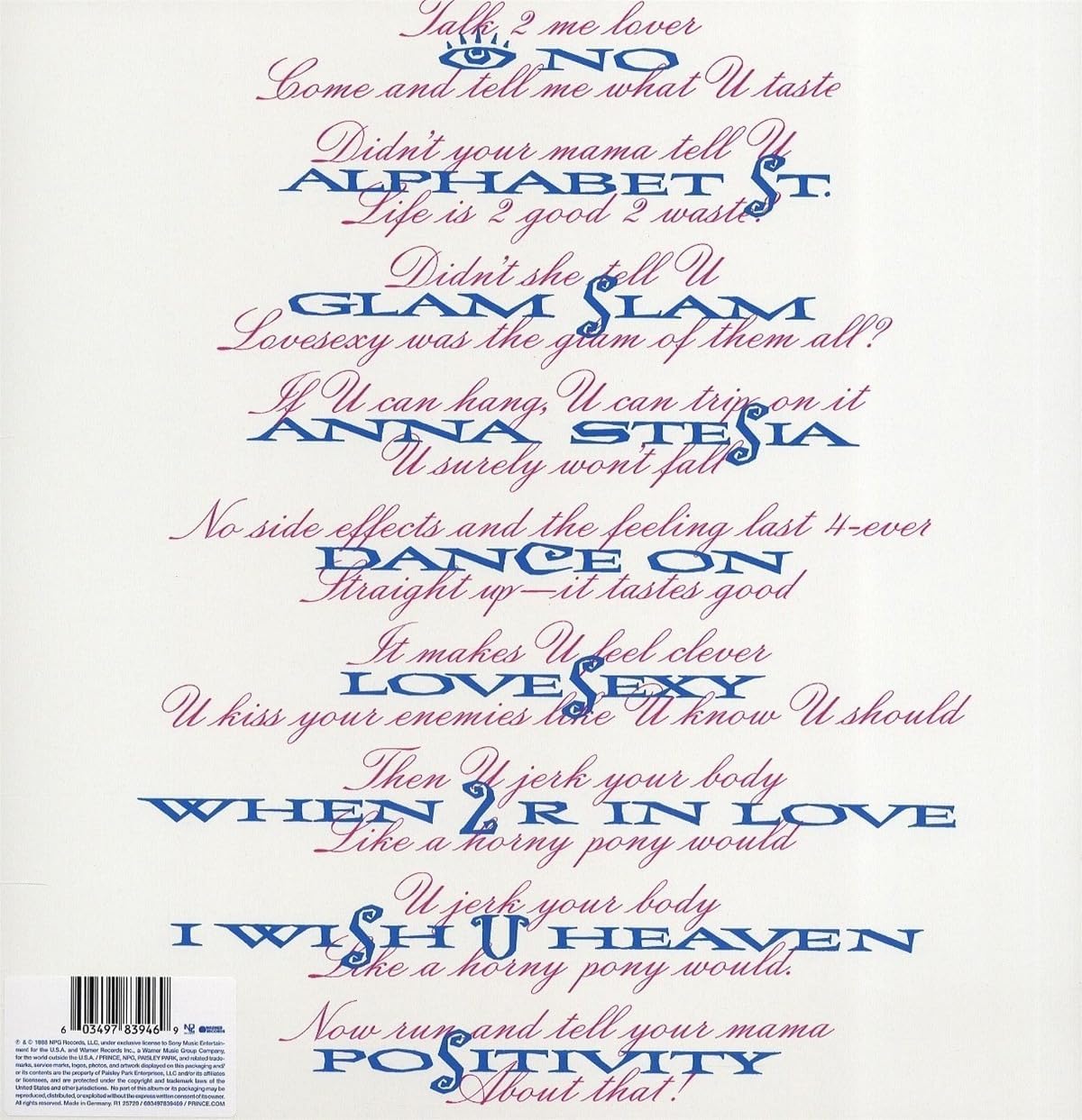 Lovesexy - Prince [Vinyl LP]