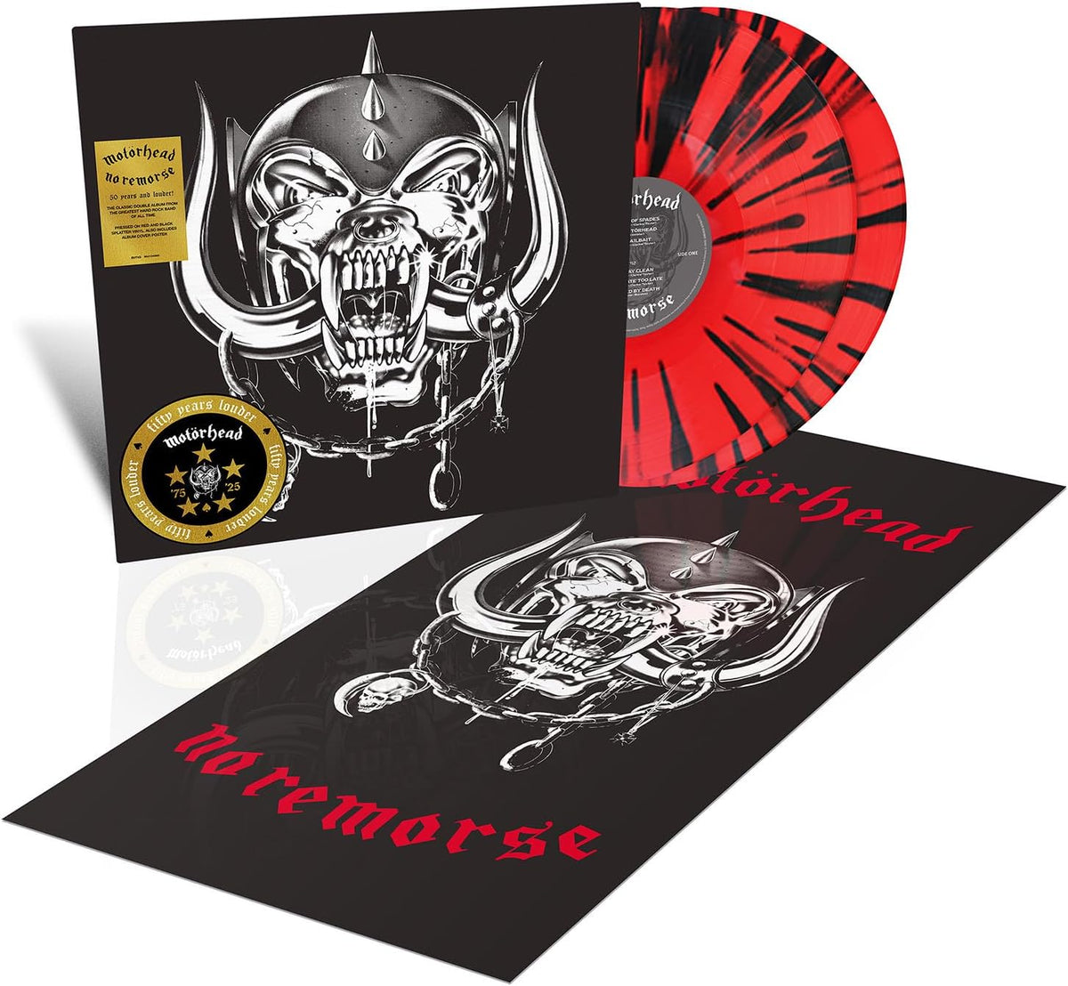 Motörhead - No Remorse (50th Anniversary) [Red And Black Splatter Vinyl 2LP] – album cover