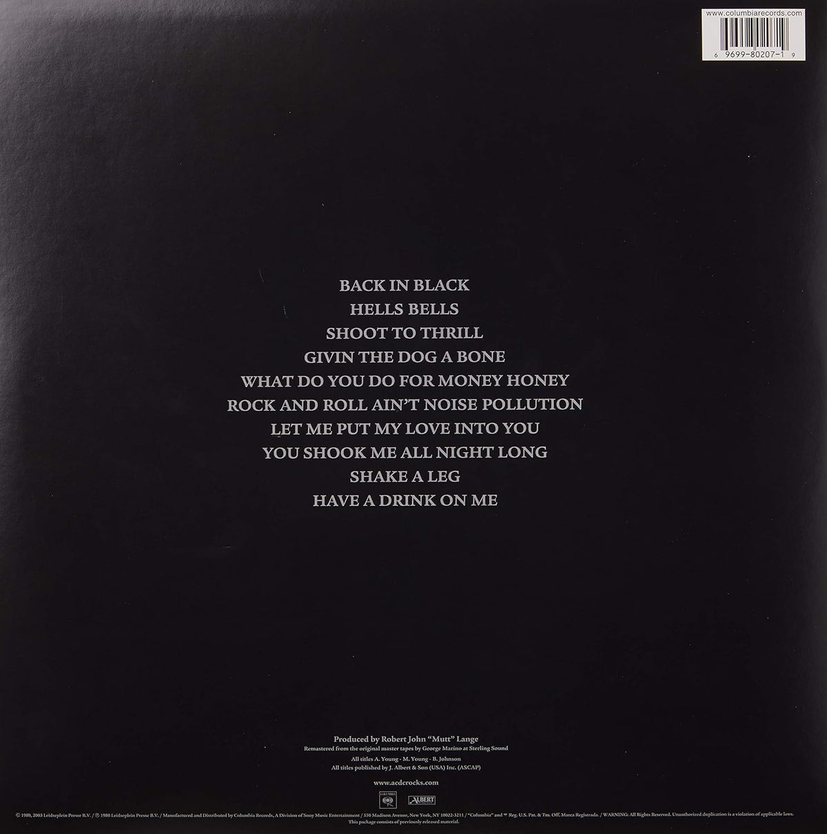 AC/DC - Back In Black (2003 Remaster) [180g Vinyl LP] – product photo 3