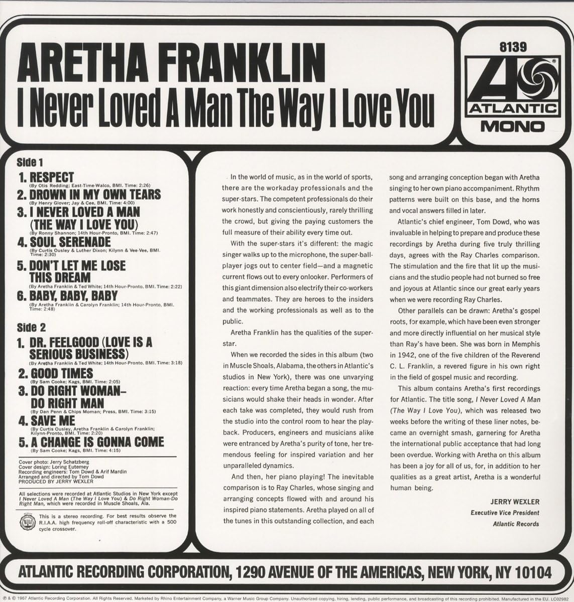 Aretha Franklin - I Never Loved a Man the Way I Love You (Mono) [180g Black Vinyl LP] – product photo 2