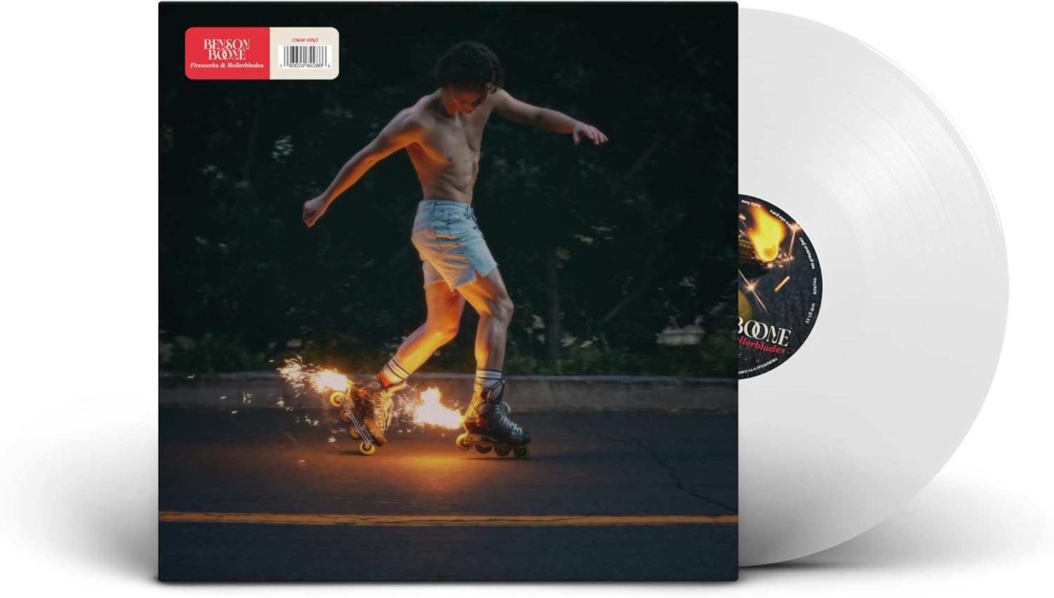 Benson Boone Fireworks & Rollerblades Limited Edition Clear Vinyl Record Album Cover
