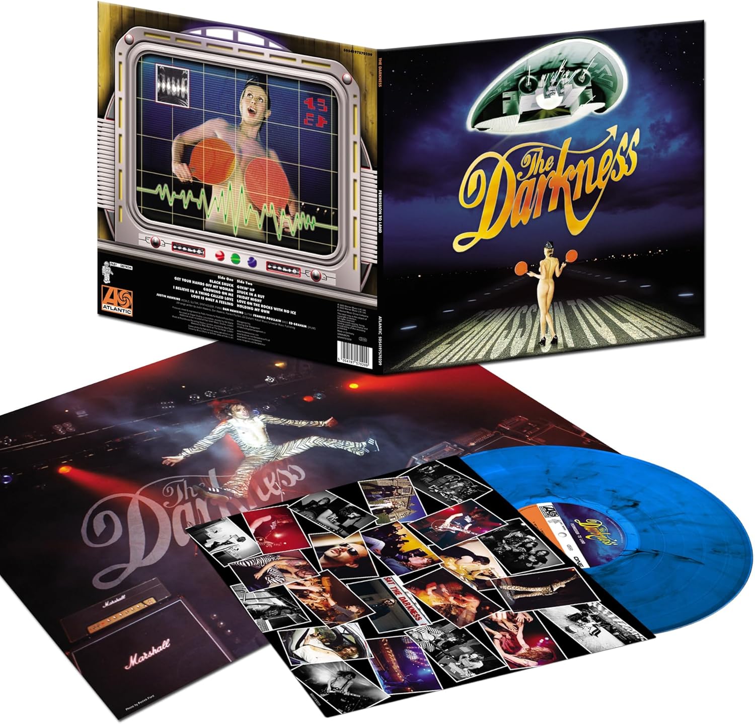 The Darkness Permission To Land 20th Anniversary Marbled Blue Vinyl Record Album Cover